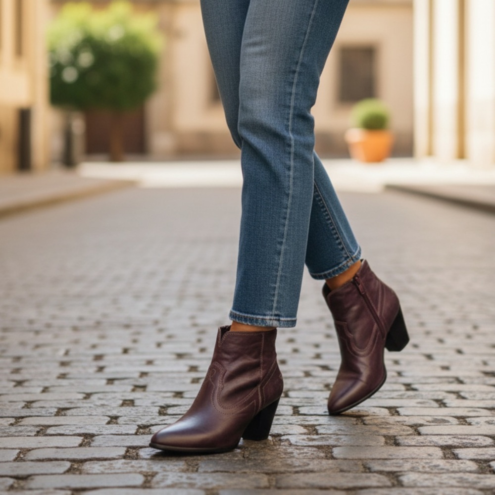 Frye Renee Seam Brown Leather Short Ankle Bootie - Picture 3 of 14